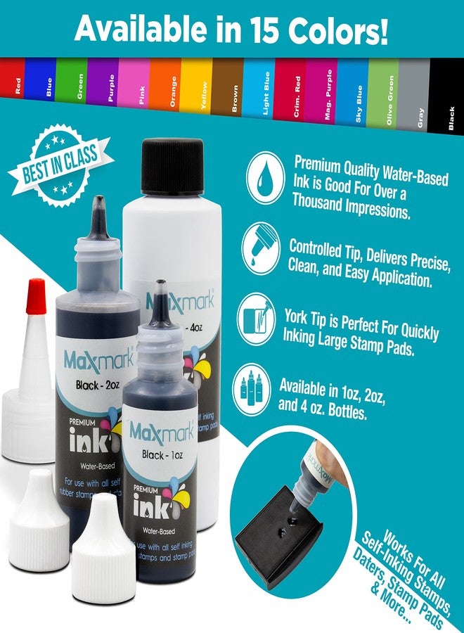 MaxMark Premium Refill Ink with Control Tip Bottle for Self-Inking Stamps, Brown Color - 1 oz. - Image 4